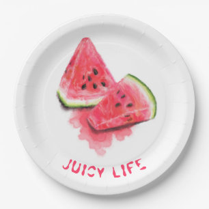 Sweet Watermelon Paper Plates - Custom Text