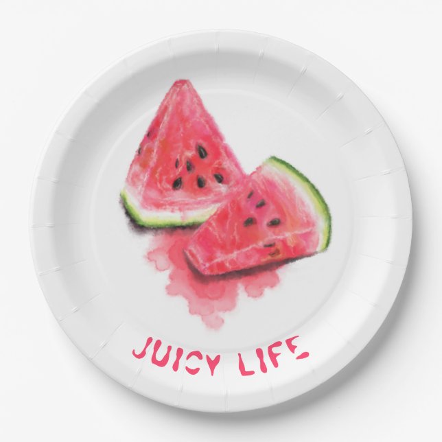 Sweet Watermelon Paper Plates - Custom Text (Front)