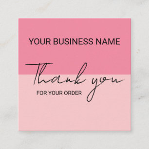 Sweet Watermelon Pink Thank You Square Business Card
