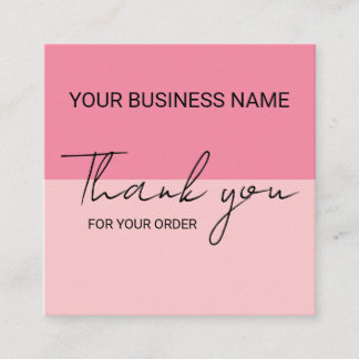 Sweet Watermelon Pink Thank You  Square Business Card