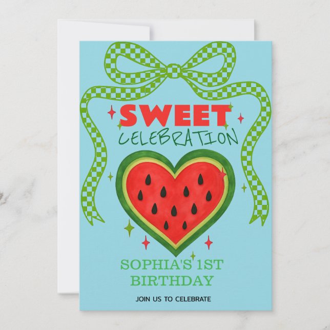 Sweet Watermelon Ribbon Été Invitation (Devant)