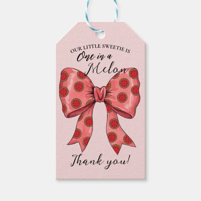 Sweet Watermelon Ribbon Summer Gift Tags (Front)