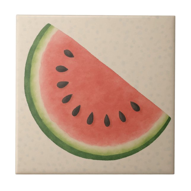 Sweet Watermelon Slice – Summer Fruit Ceramic Tile (Front)