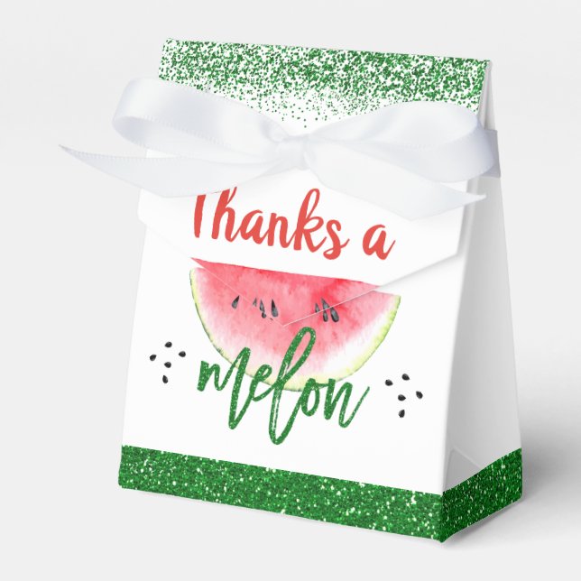 Sweet Watermelon Thanks a Melon Birthday Thank You Favor Box (Front Side)