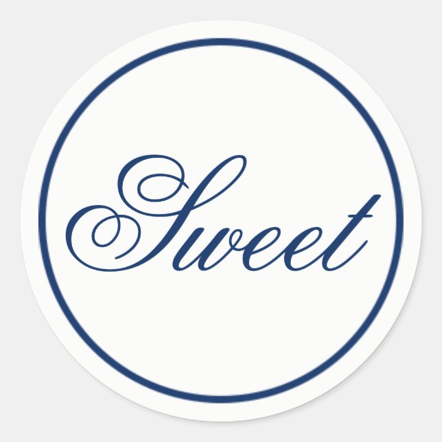 "Sweet" Wedding Favour & Welcome Bag Sticker - Nav (Front)