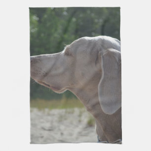 Sweet Weimaraner Dog Profile Kitchen Towel