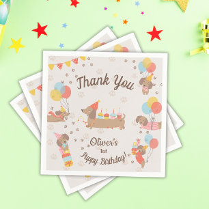 Sweet Weiner Puppy Birthday Party Thank You Napkin