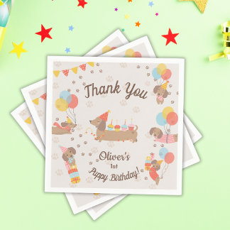 Sweet Weiner Puppy Birthday Party Thank You Napkin