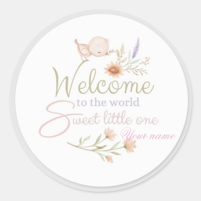 Sweet Welcome Baby Sticker / Label (Front)