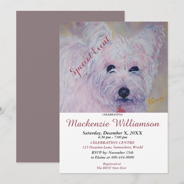 SWEET WESTIE WISHES HAPPY BIRTHDAY INVITATION (Front/Back)