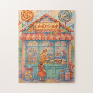 Sweet Whimsical Candy Shop Watercolor Jigsaw Puzzle