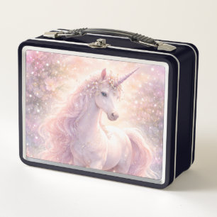 Sweet Whimsical pastel Unicorn Metal Lunch Box