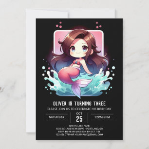 Sweet Whimsy Mermaid Birthday Invitation