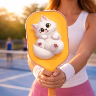 Sweet White Arctic Fox Carbon Fibre Pickleball Pad Paddle