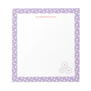 Sweet White Daisies Floral Pattern Personalized Notepad