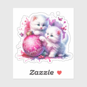 Sweet White Kittens Christmas