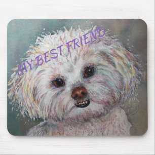 SWEET WHITE MALTESE YORKIE MIX MOUSE PAD