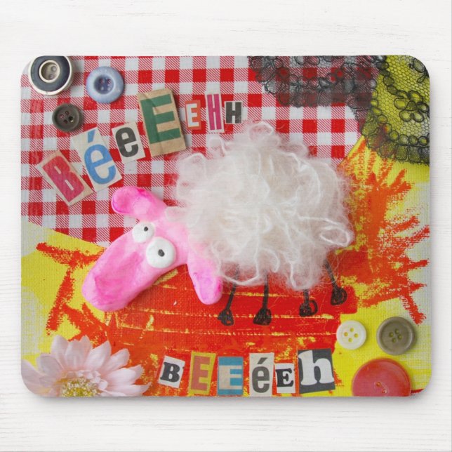Sweet white sheep mouse mat (Front)