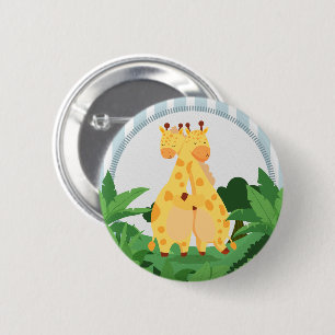 Sweet Wild Giraffe Twins Safari Jungle Double Hugs 2 Inch Round Button