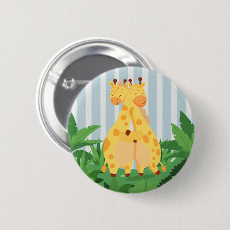 Sweet Wild Giraffe Twins Safari Jungle Double Hugs 2 Inch Round Button