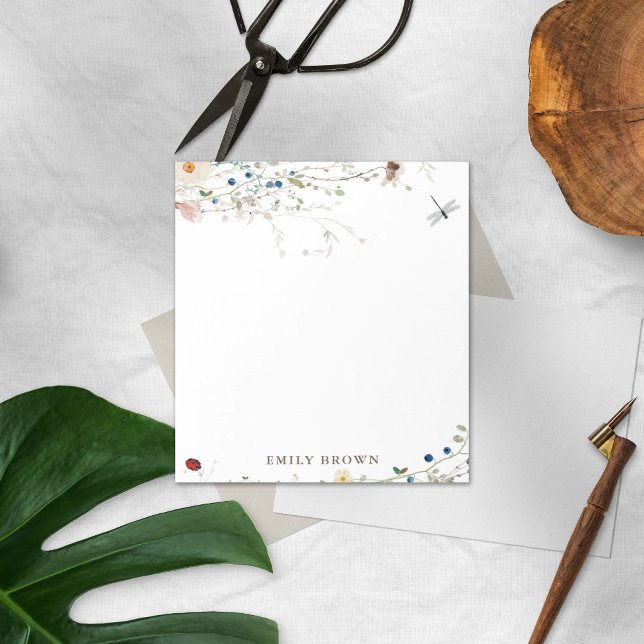 Sweet Wildflower and Lady Bug Personalized Notepad (Creator Uploaded)