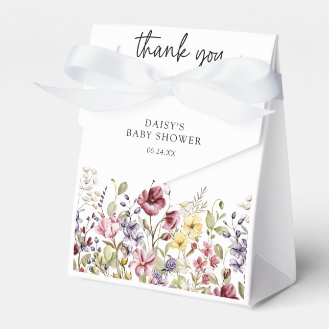 Sweet Wildflower Baby Shower Favor Box (Front Side)
