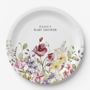 Sweet Wildflower Baby Shower Paper Plate
