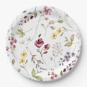 Sweet Wildflower Pattern Baby Shower Paper Plate