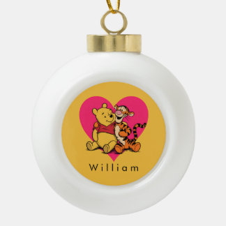 Sweet Winnie the Pooh & Tigger Ceramic Ball Christmas Ornament