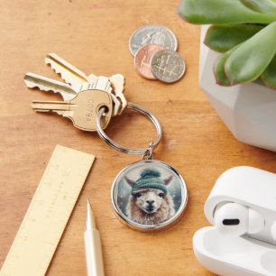 Sweet Winter Alpaca, custom Keychain