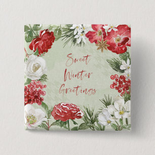 Sweet Winter Greetings 2 Inch Square Button