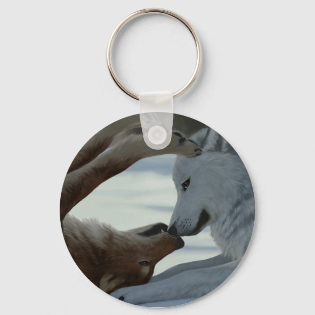 Sweet wolf couple keychain (Front)