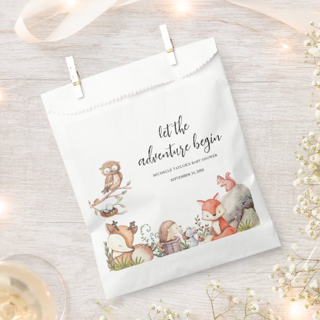Sweet Woodland Animal Baby shower Favour Bag (Clipped)