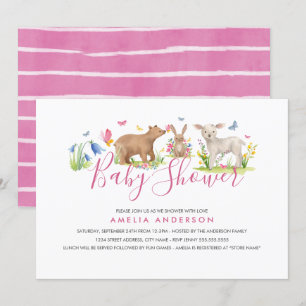 Sweet Woodland Animal Baby Shower Invitation