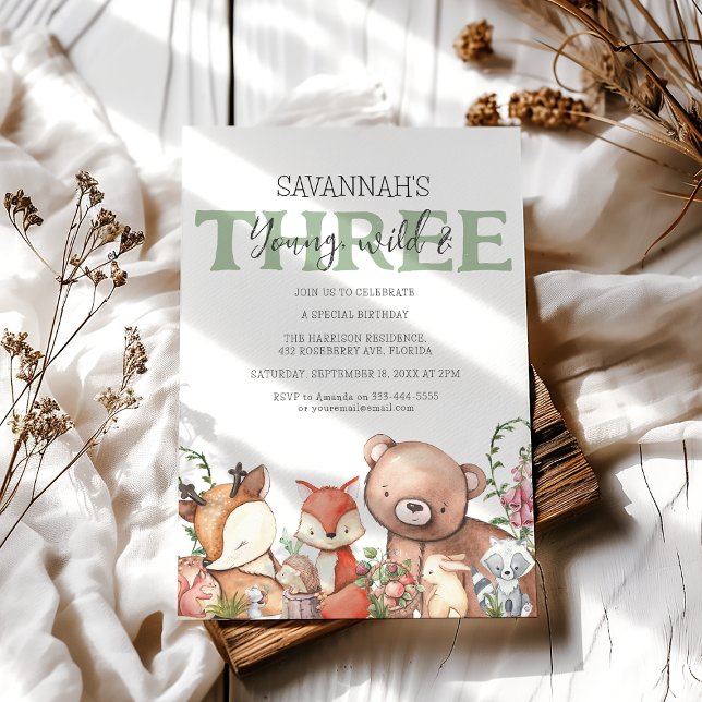 Sweet Woodland Animal Kids Birthday Party Invitation (Creator Uploaded)