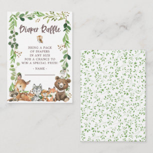 Sweet Woodland Animals Baby Diaper Raffle  Enclosure Card