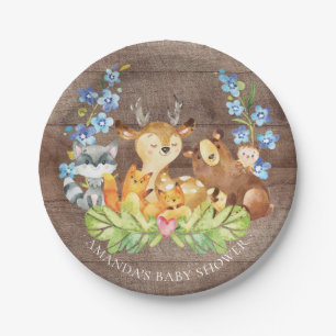 Sweet Woodland Animals Baby Shower 7" Plate