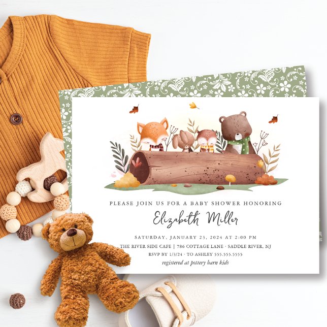 Sweet Woodland Animals Baby Shower Invitation (Creator Uploaded)
