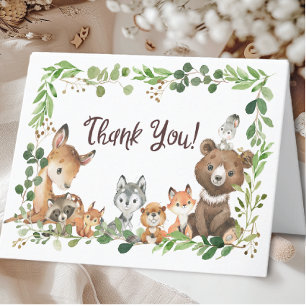 Sweet Woodland Animals Baby Shower Thank You Note Card