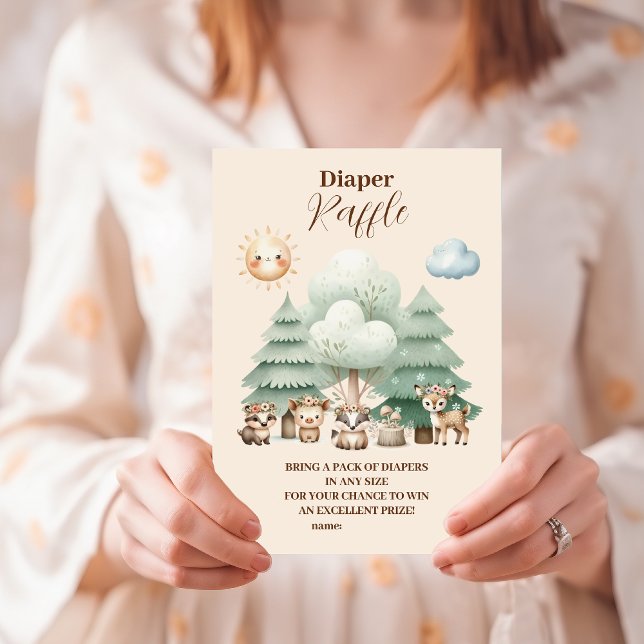 Sweet Woodland Animals Diapper Raffle Enclosure Card (Creator Uploaded)