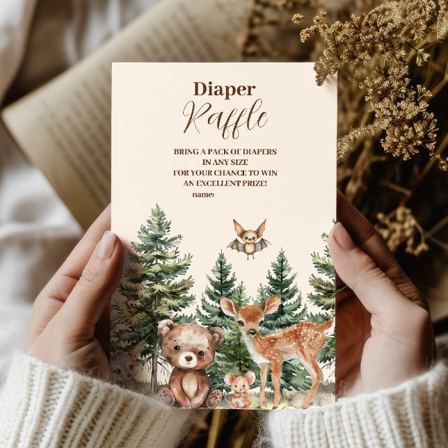 Sweet Woodland Animals Diapper Raffle Enclosure Card (Creator Uploaded)