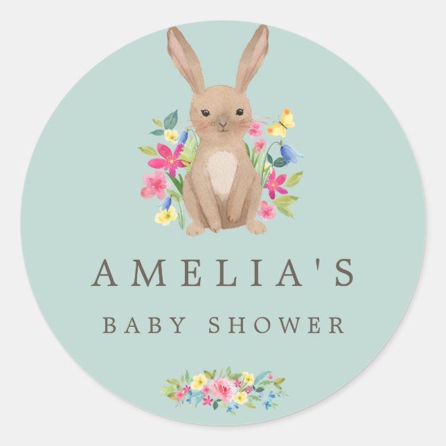 Sweet Woodland Bunny Baby Shower Favour Seal (Front)