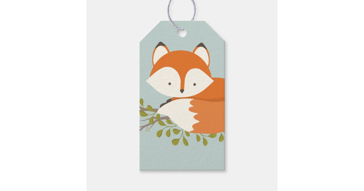 Sweet Woodland Fox Baby Shower Favour Gift Tag | Zazzle.ca