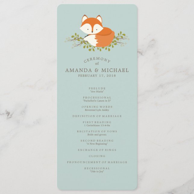 Sweet Woodland Fox Event Program (Front)