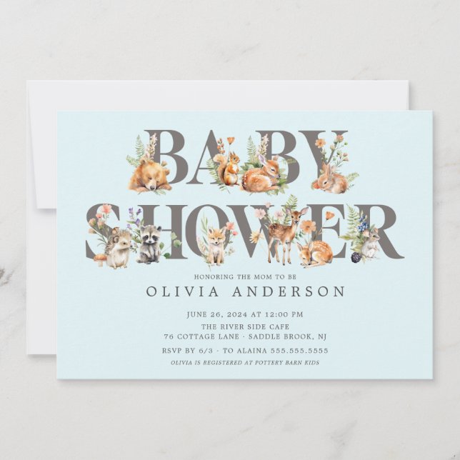 Sweet Woodland Friends Baby shower Invitation (Devant)
