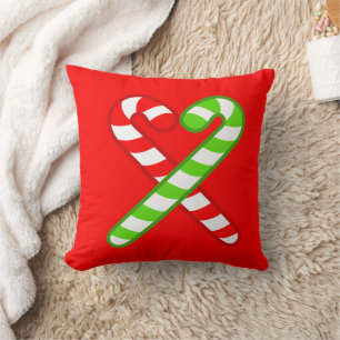 sweet XmaS Cool Candy Cane Pattern 2 back colorS Throw Pillow