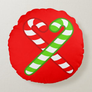 sweet XmaS Cool Candy Cane Pattern 2 back colours Round Pillow