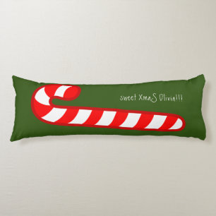 sweet XmaS Cool Red Candy Cane 1back colour-Left Body Pillow