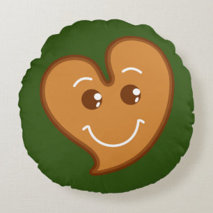 sweet XmaS gingerbread cutest heart 1 back colour Round Pillow