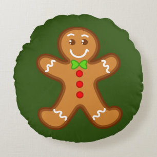 sweet XmaS gingerbread man 1 back colour Round Pillow